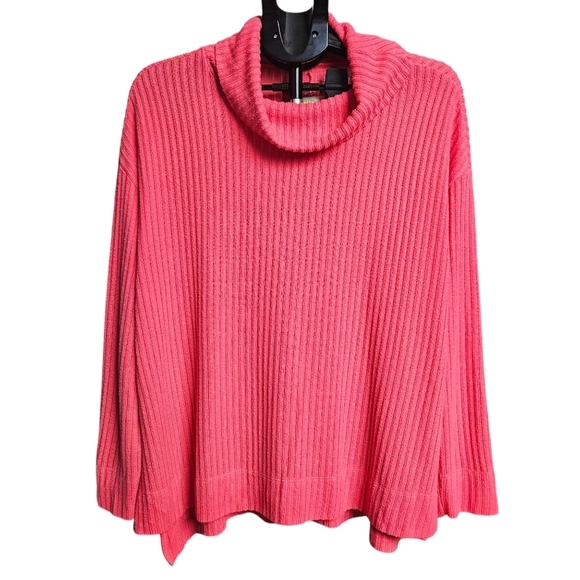 Maeve by Anthropologie Vanna Coral Pink Ribbed Top Size L - Picture 3 of 10